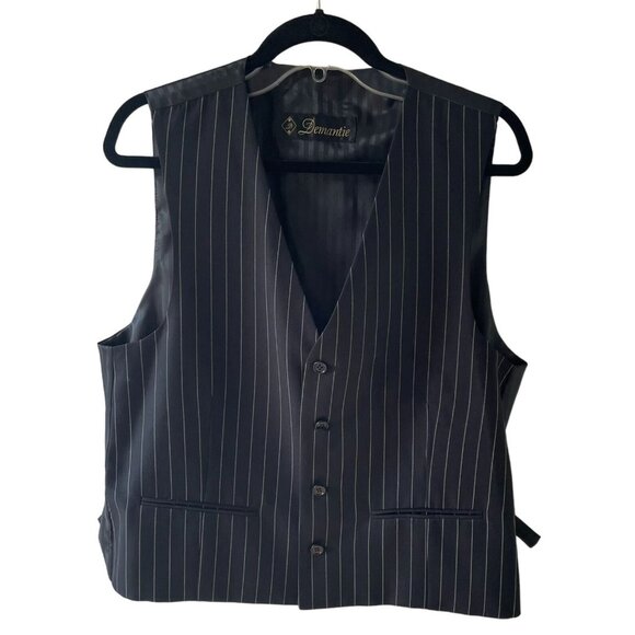 Demantie Mens Pinstriped Blazer Sz 38R and Vest sz 32 Super 150s Hand-Tailored - Picture 5 of 11